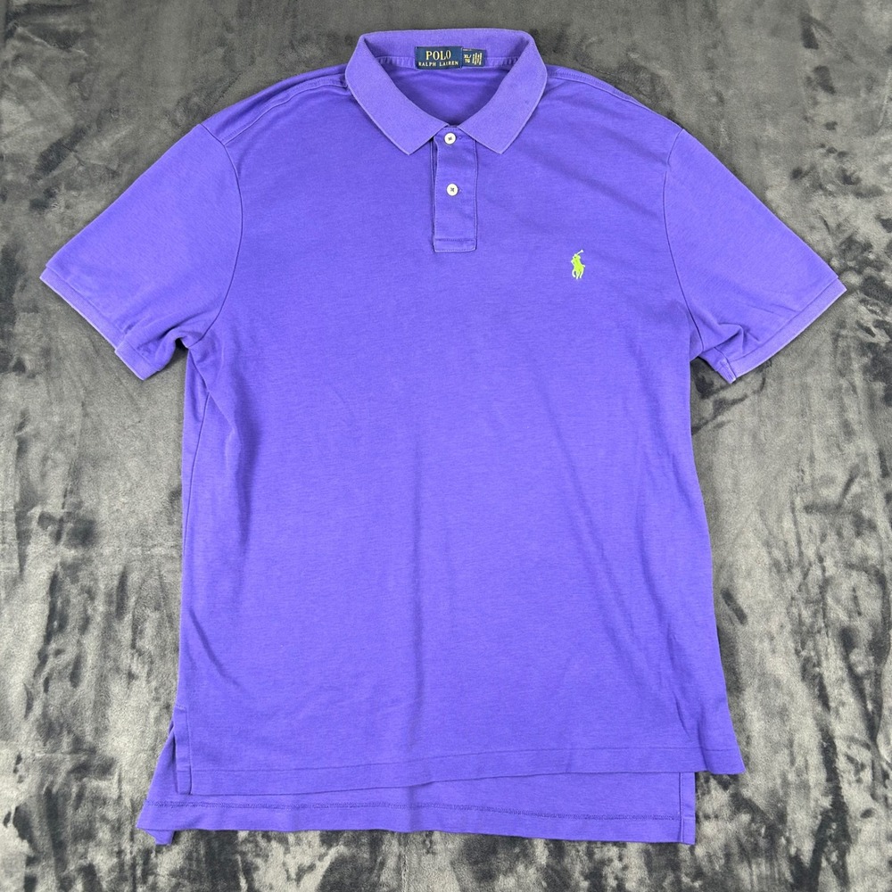 Polo Ralph Lauren Polo Shirt Mens XL Purple Lime Green Pony Logo Short Sleeve